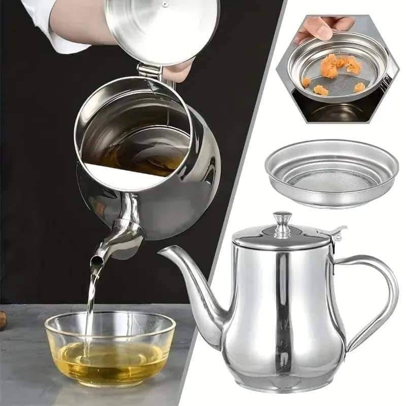 Stainless Steel Oil Pot Strainer Container Jug-500ml